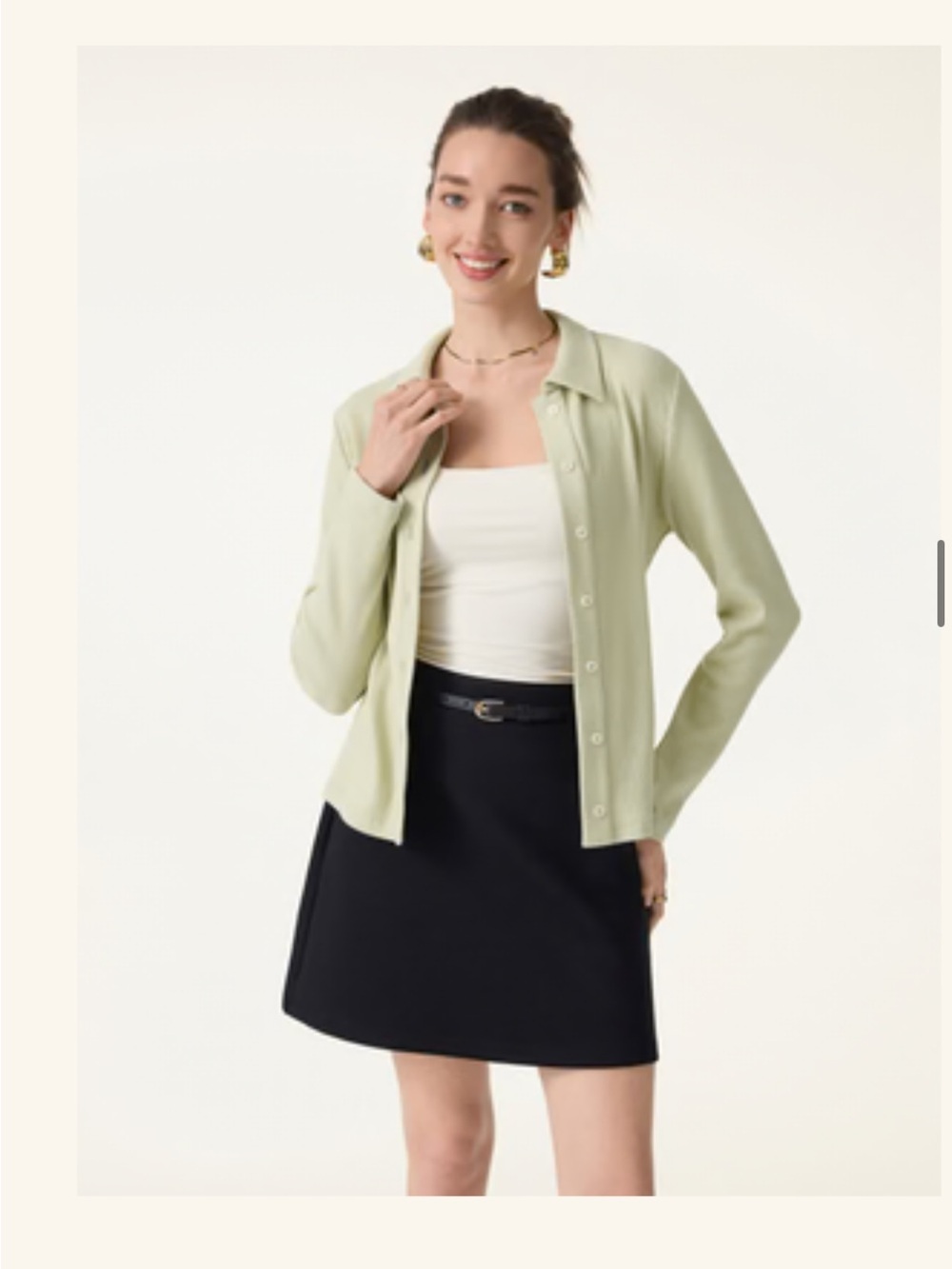OGL Stretch Cotton Textured Knit Button-Front Cardigan